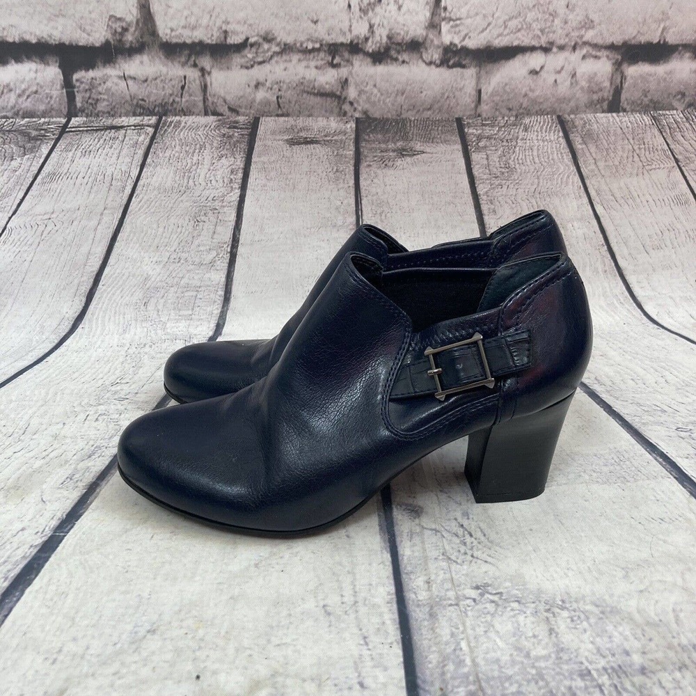 Franco Sarto Boots Womens 7M Rapport Blue Ankle Bootie Block Heel‎ Buckle - Picture 3 of 11